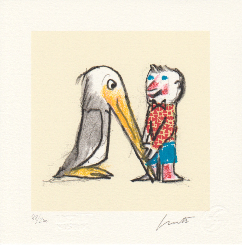Lettera N - serigrafia a colori di Emanuele Luzzati