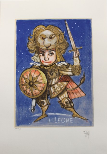 Il leone - serigrafia e collage di Paolo Fresu