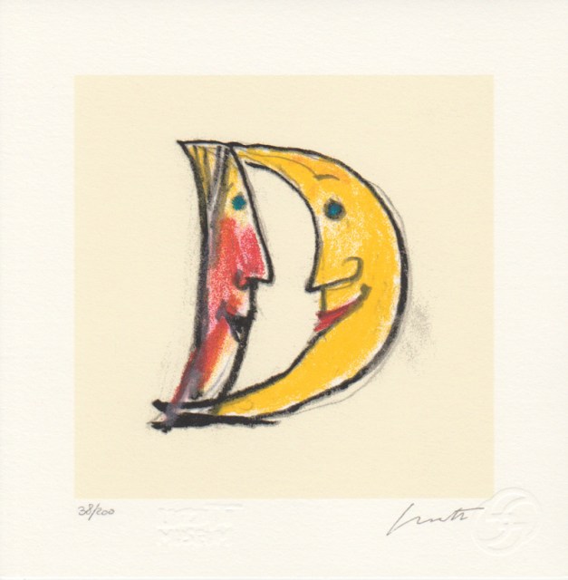 Lettera D - serigrafia a colori di Emanuele Luzzati