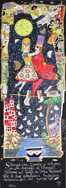 Stringiti a me, ti porterò in volo come un dipinto di Chagall. Voleremo sul Golfo dei Sogni Ritrovati dove le lune scendono a riposare nascondendosi dal giorno 