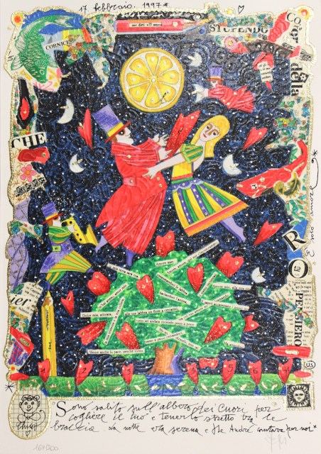Sono salito sull'albero dei cuori per cogliere il tuo e tenerlo stretto tra le braccia. La notte era serena e De Andrè cantava per noi - grafica di Francesco Musante - grafica di Francesco Musante
