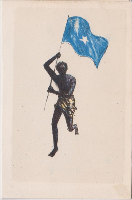 Somalo con bandiera - stampa su carta di Giovanni Novaresio