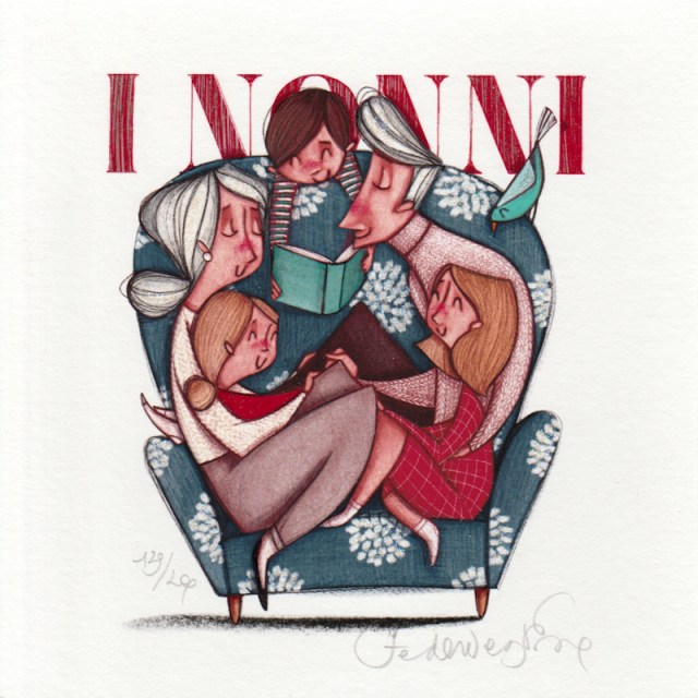 I nonni (3 bimbi) - grafica di Federica Porro