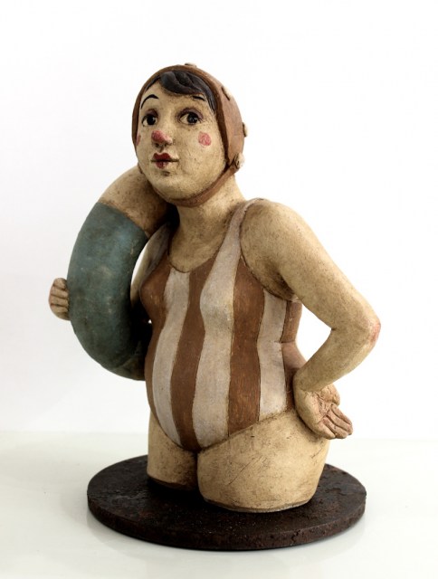 Bagnante - scultura ceramica (vista 6)