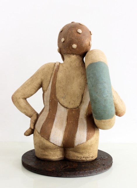 Bagnante - scultura ceramica (vista 4)