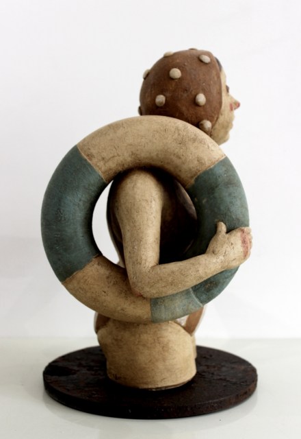 Bagnante - scultura ceramica (vista 3)
