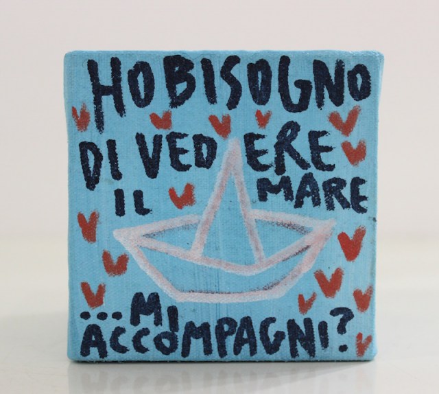 Ho bisogno di vedere il mare... mi accompagni? - dipinto di Tommaso Santucci (fronte)